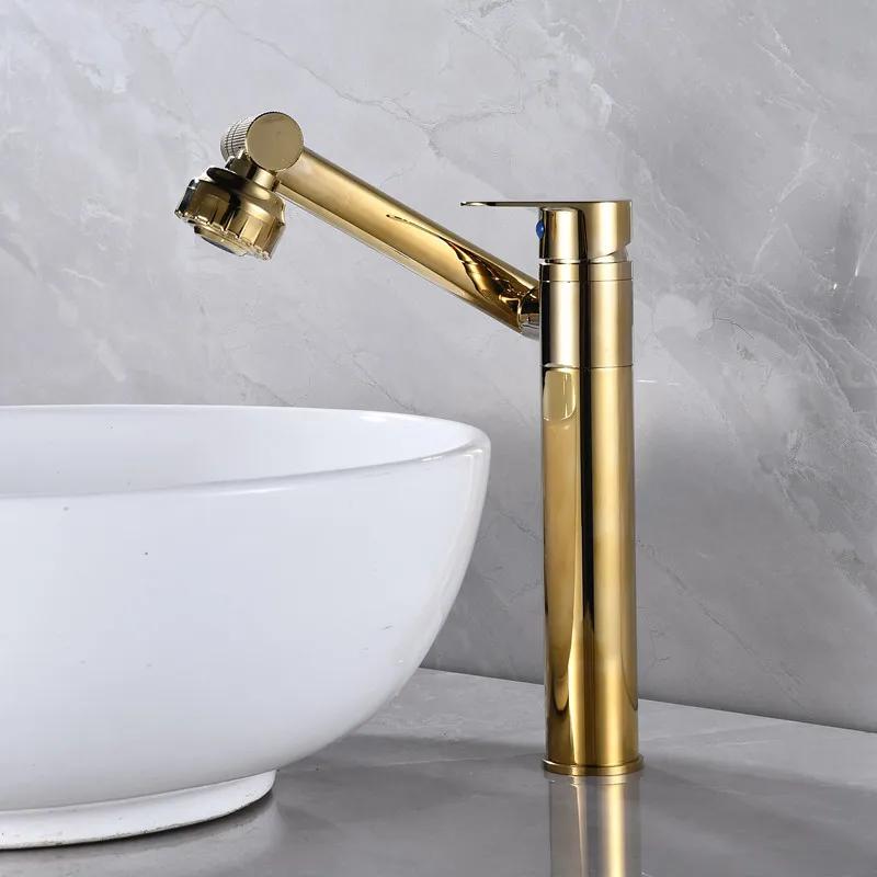 Multifunction Bathroom Faucet Gold Sink Faucet Hot Cold Water Mixer Crane Deck Mounted Universal Water Taps Black White