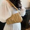 French niche texture underarm commuter bag women's 2025 new simple retro small square bag pleated shoulder messenger bag