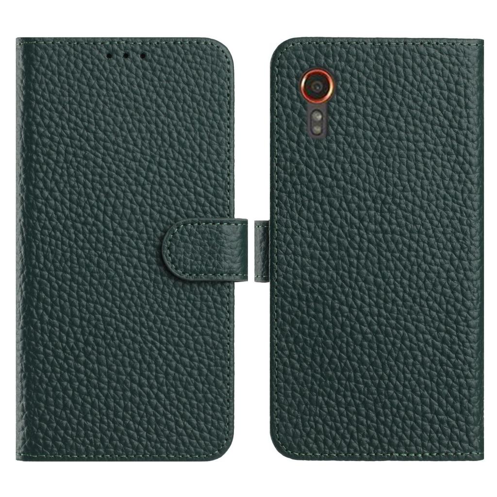 For Samsung Galaxy Xcover7 Case Wallet Stand Litchi Texture Genuine Cow Leather Flip Phone Cover