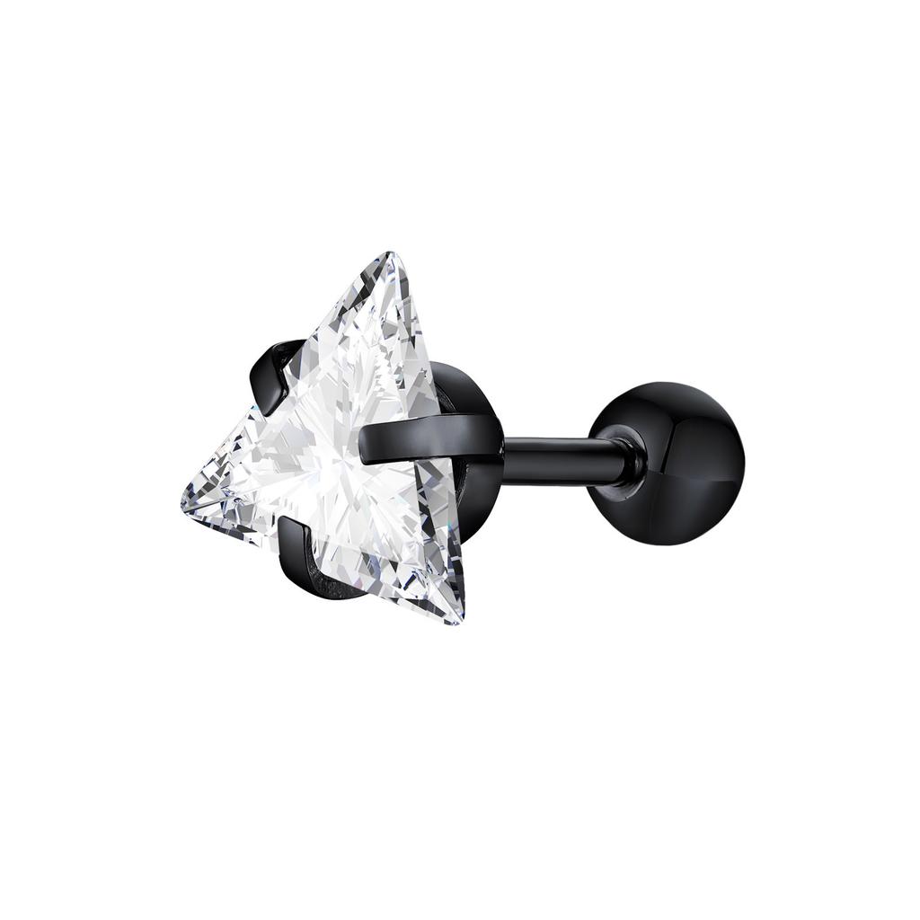 Vnox Cool Punk Triangle Stud Earrings for Men Jewelry, Anti Allergy Stainless Steel Geometric Ear Clip Accessory,1 Piece/ Pair