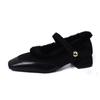 New autumn and winter thick heel velvet Mary Jane single shoes women's shoes evening gentle fluffy shoes