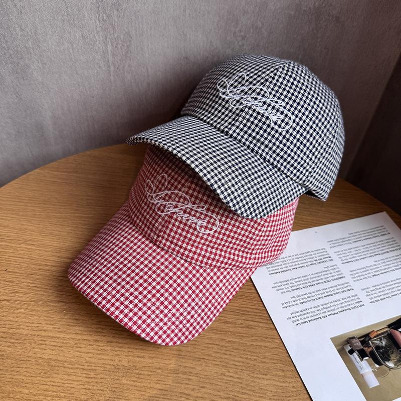 Matching Family Plaid Baseball Cap - Lightweight, Stylish Letter Embroidery, Casual Soft Top Sun Hat for Boys and Girls