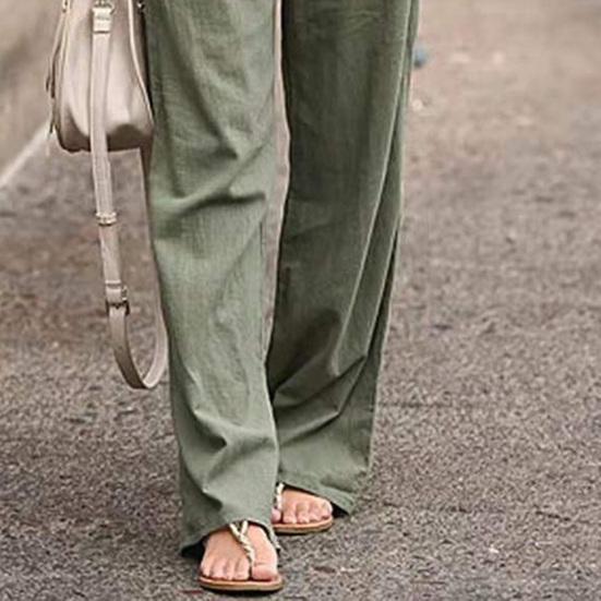 Ladies Loose Pants Casual Waist Band Wide Leg Loose Trousers Daily Wear