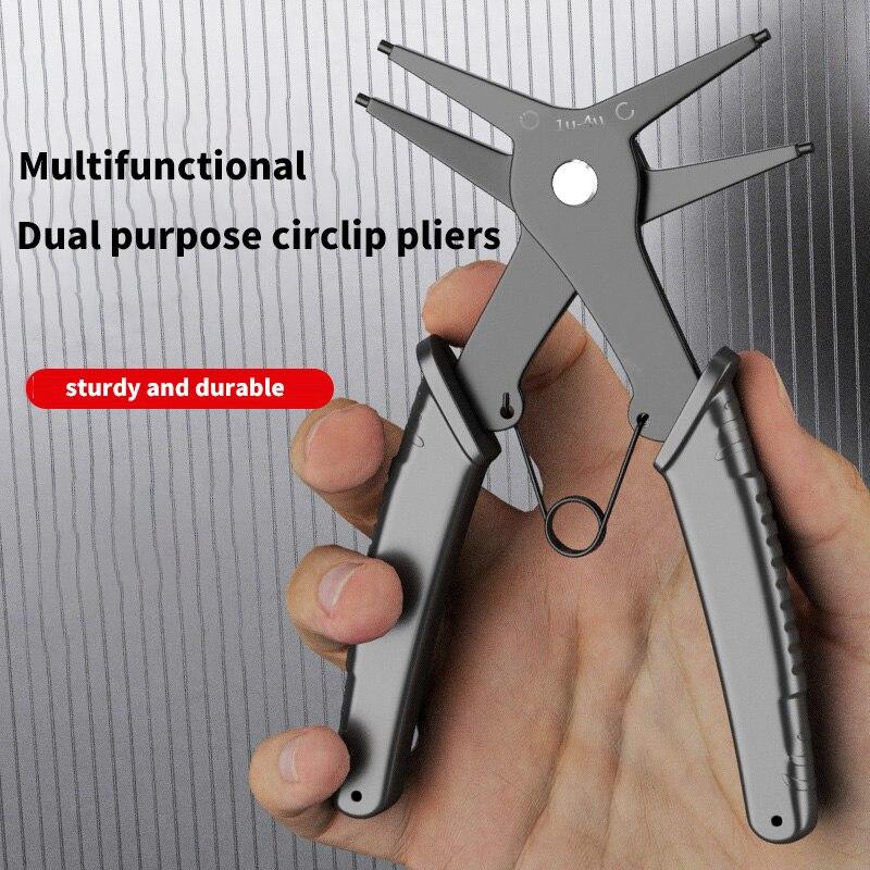 OUDISI Dual Use Circlip Pliers Inner Straight / Outer Straight / Inner Curved / Outer Curved Circlip Pliers Snap Ring Pliers Ret
