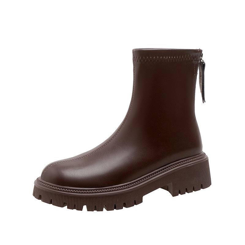Inner heightening Martin boots short boots women's new boots British style women's boots versatile small thin elastic boots velvet