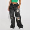 Damen Baggy Jeans Lockerer Sitz Hip Hop Street Style Weites Bein Denim Hose