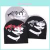 Fashion Figure Portraits And Letter Patterns Men Casual Knitted Hats For Autumn Wear