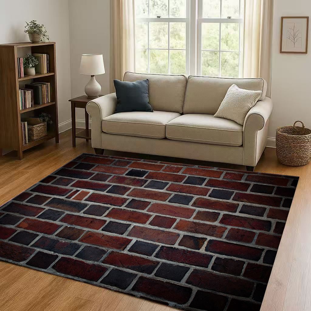 HD Retro Brick Stone Building Wall Art Living Room Non-Slip Area Rug Soft Carpet for Bedroom Playroom Sofa,Home Decor Doormat