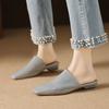 Fashion 2025 Summer Women Shoes Genuine Leather Square Toe Women Sandals Solid Modern Sandals for Women Chunky Heel Women's Mules Shoes