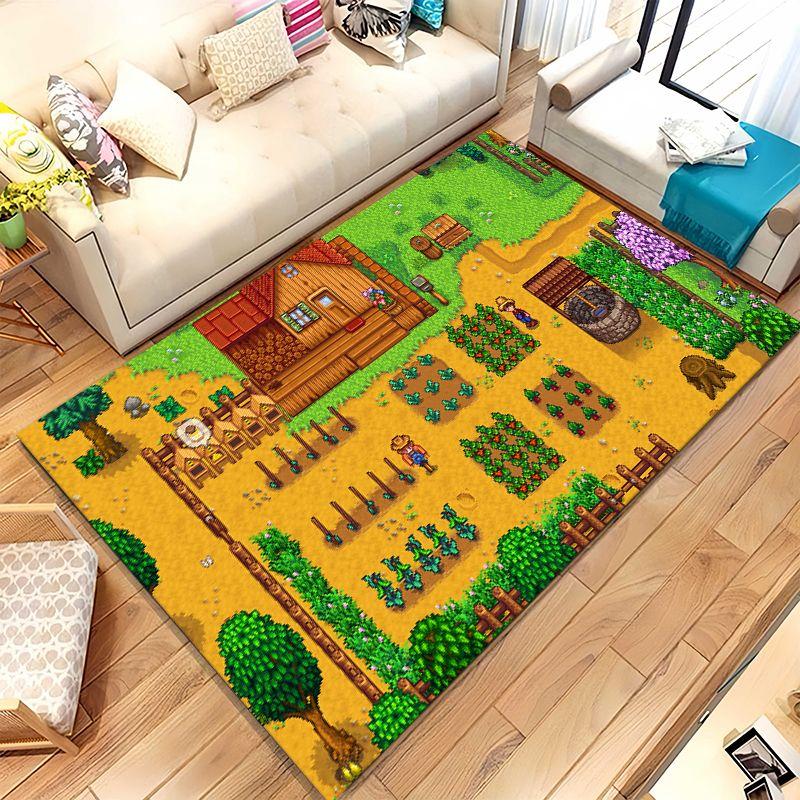 Retro Stardew Valley Farm Game Cartoon Living Room Non-Slip Area Rug Soft Carpet for Bedroom Playroom Sofa,Home Decor Doormat