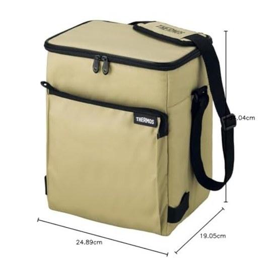 Thermos Soft Cooler 15L Sand Beige Insulated Bag 5-Layer Insulation Structure Foldable Compact Water-Repellent Fabric Box-Type Large Capacity Model
