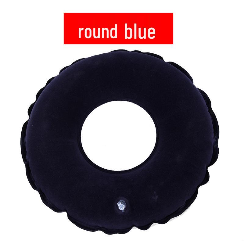 Thickened PVC Inflatable Anti-Bedsore Round Seat Cushion - Light Blue