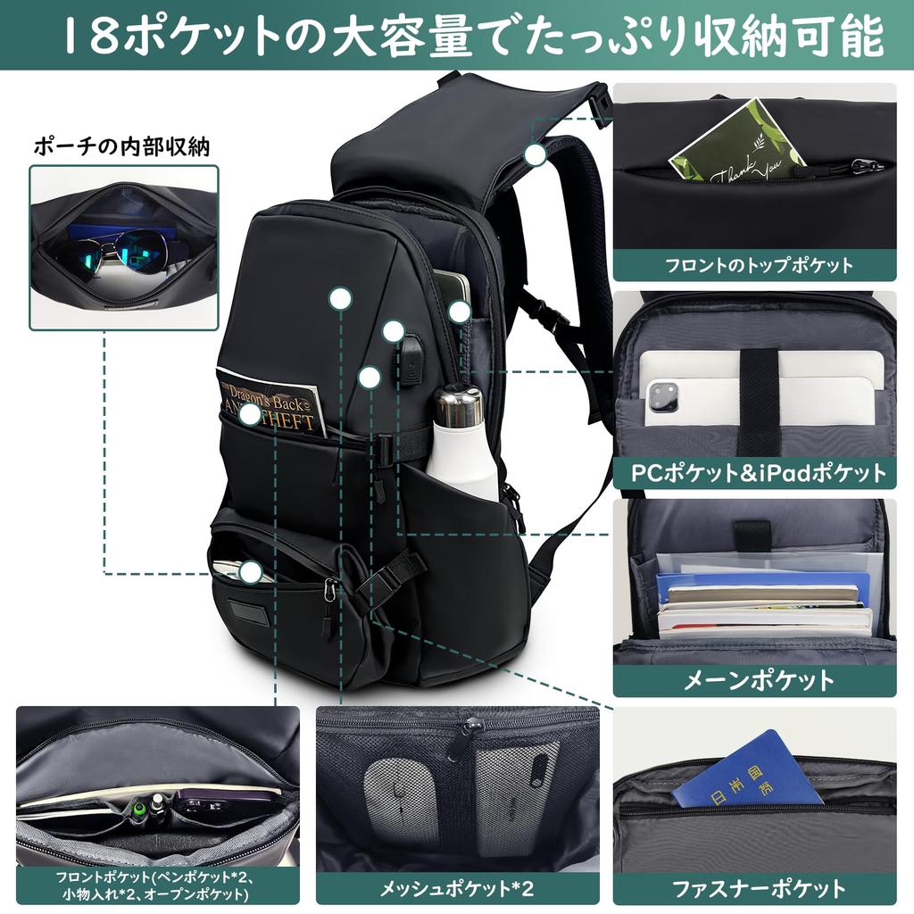 Overlay Large Fits and Includes 20L 18 Shoulder Strap USB Charging Perfect for and Business [lovvento] Women's Backpack, Capacity, 16-inch 15.6-inch