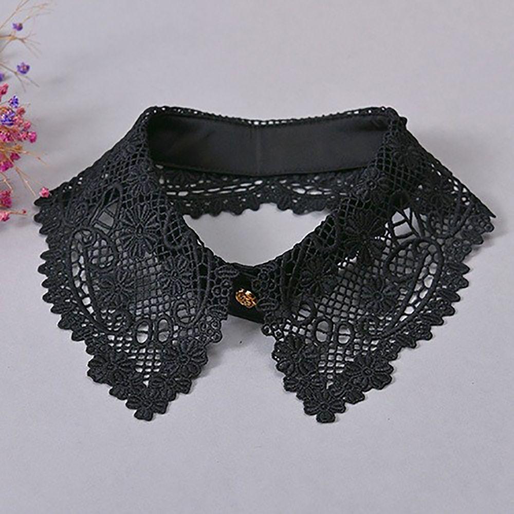 Schwarz Weiß Falscher Kragen Spitze Floral Hochzeitskleid Accessoire Mode Dekoration Kragen