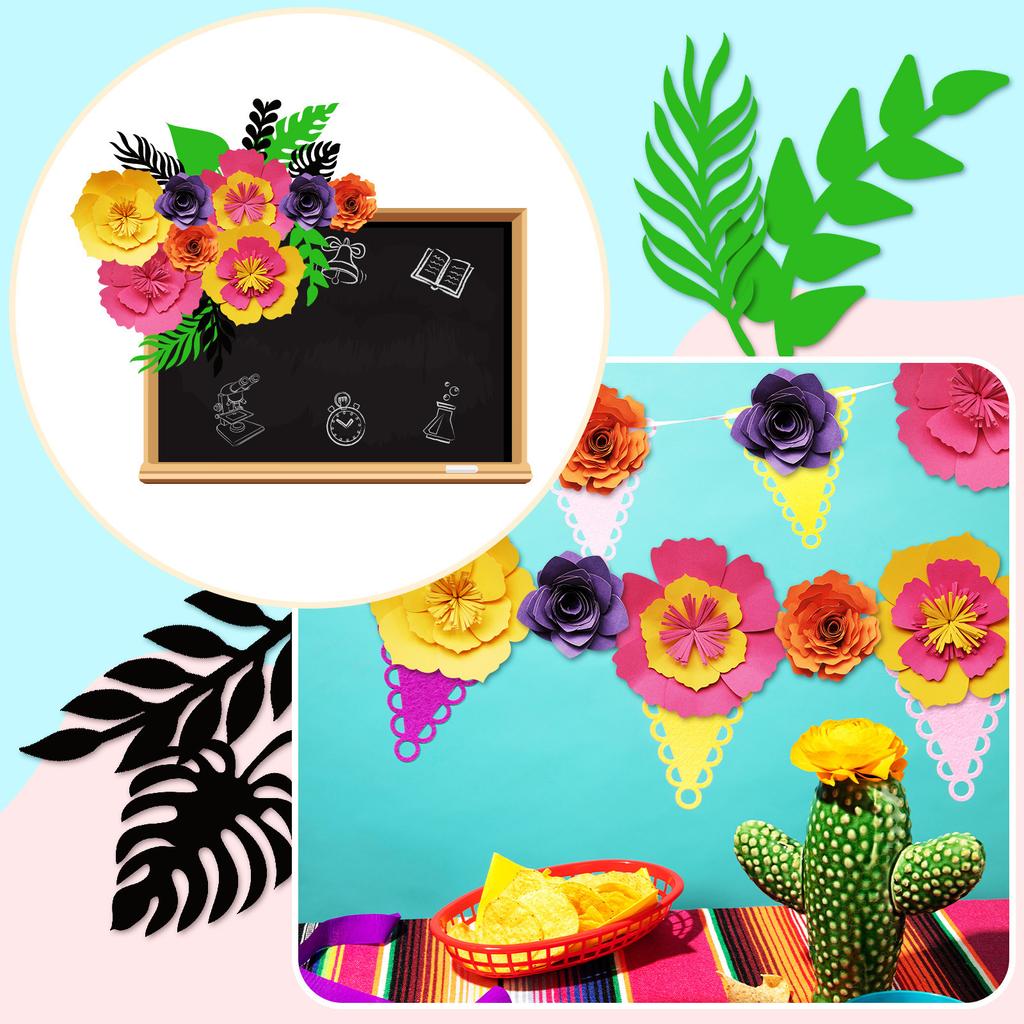 Children'S Handmade Flowers Halloween Color Material Pack Diy Paper Flowers Birthday Atmosphere Decoration Background Wall Dress Up Supplies