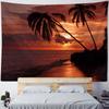 Sea view tapestry, sunrise and sunset coconut tree printed wall hanging cloth, home wall background, sofa covered blanket