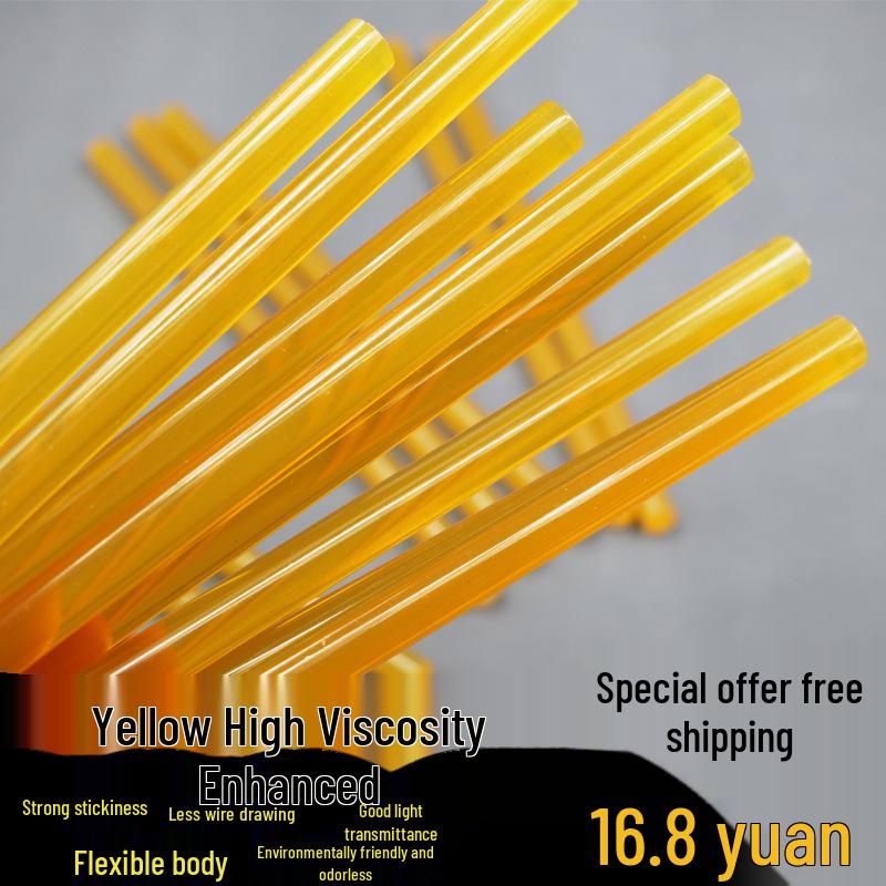 

High Viscosity Yellow Hot Melt Glue Sticks for Glue Guns, 11mm & 7mm, Super Adhesive Candle Glue Yellow Super Adhesive 11x270mm [8 pcs]