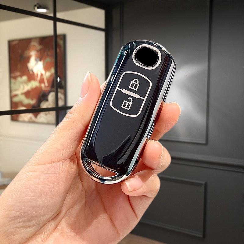 Silver Edge Tpu Car Key Case Keyless Shell Fob For Mazda Cx-3 Cx3 Cx-5 Cx5 Cx7 2 3 5 6 Bl Bm Gj Atenza Axela Demio Cx-9 Cx8