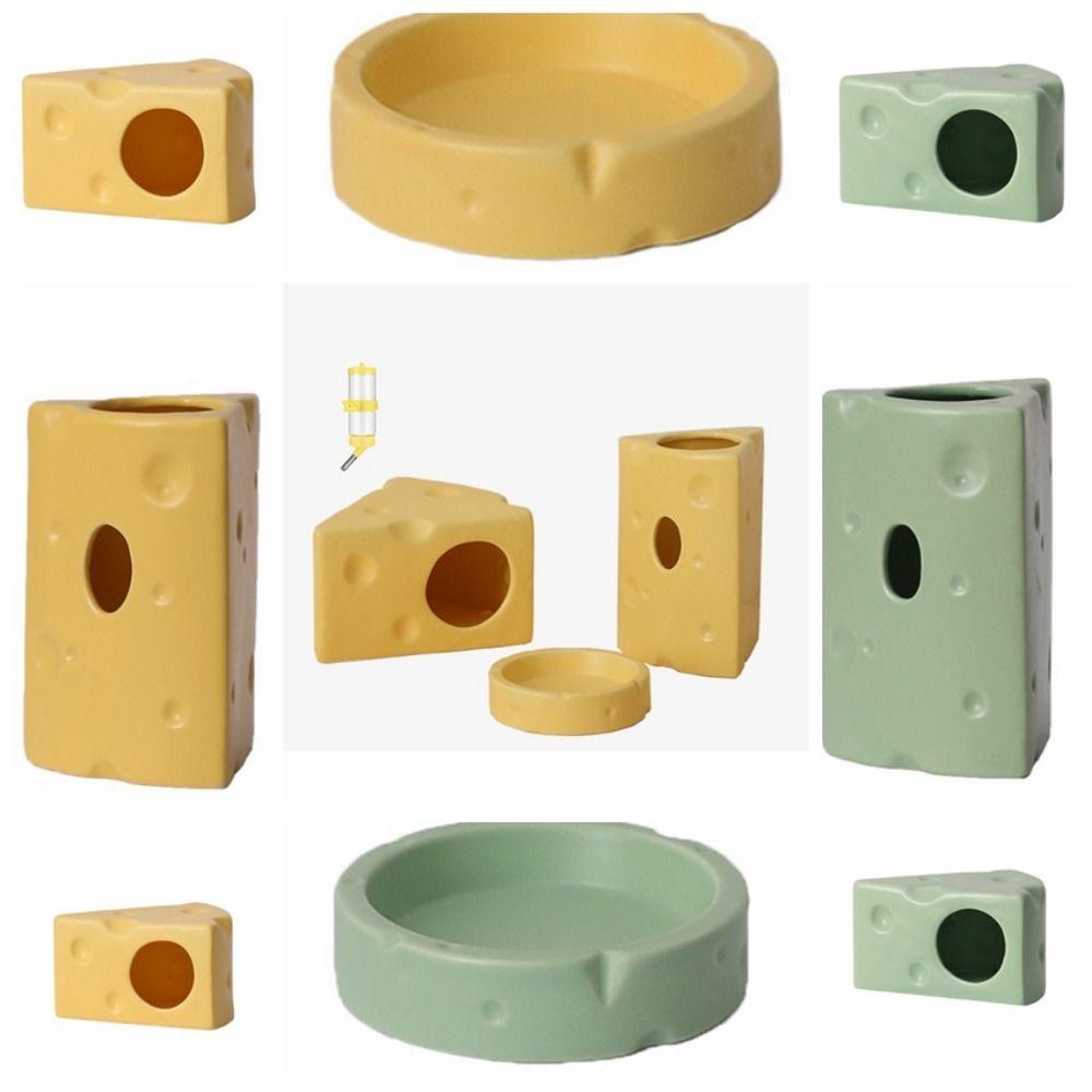 Kreatives Keramik-Hamsterhaus Käseform Futter Napf Leicht zu Reinigen Hamster Futterspender Haustier Nesting