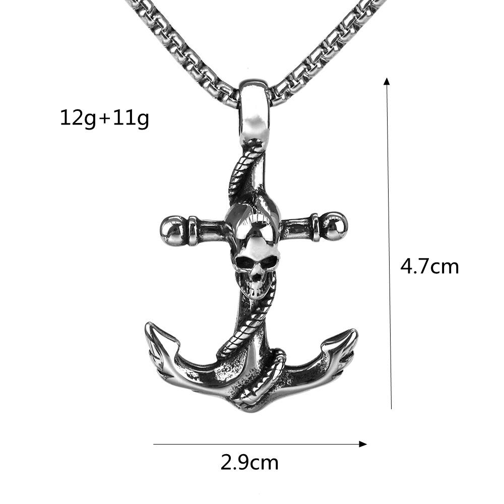 Men's Retro Anchor Skull Stainless Steel Pendant Necklace