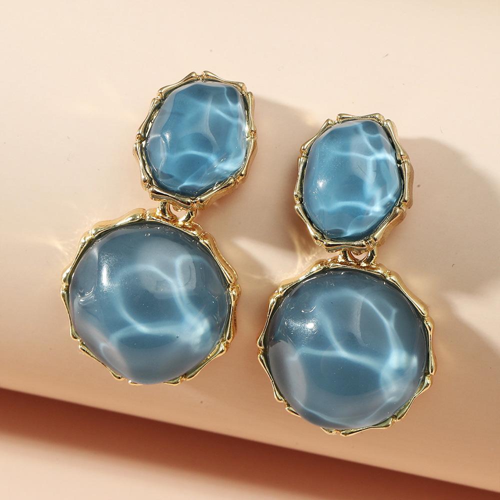 Asymmetric Water Pattern Oval Earrings, Creative Irregular Design, Personalized And Fashionable Earrings.