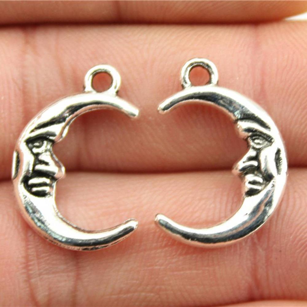 10pcs Charms Moon Antique Silver Color Moon Charms Pendants For Bracelets Moon And Star Charms Wholesale