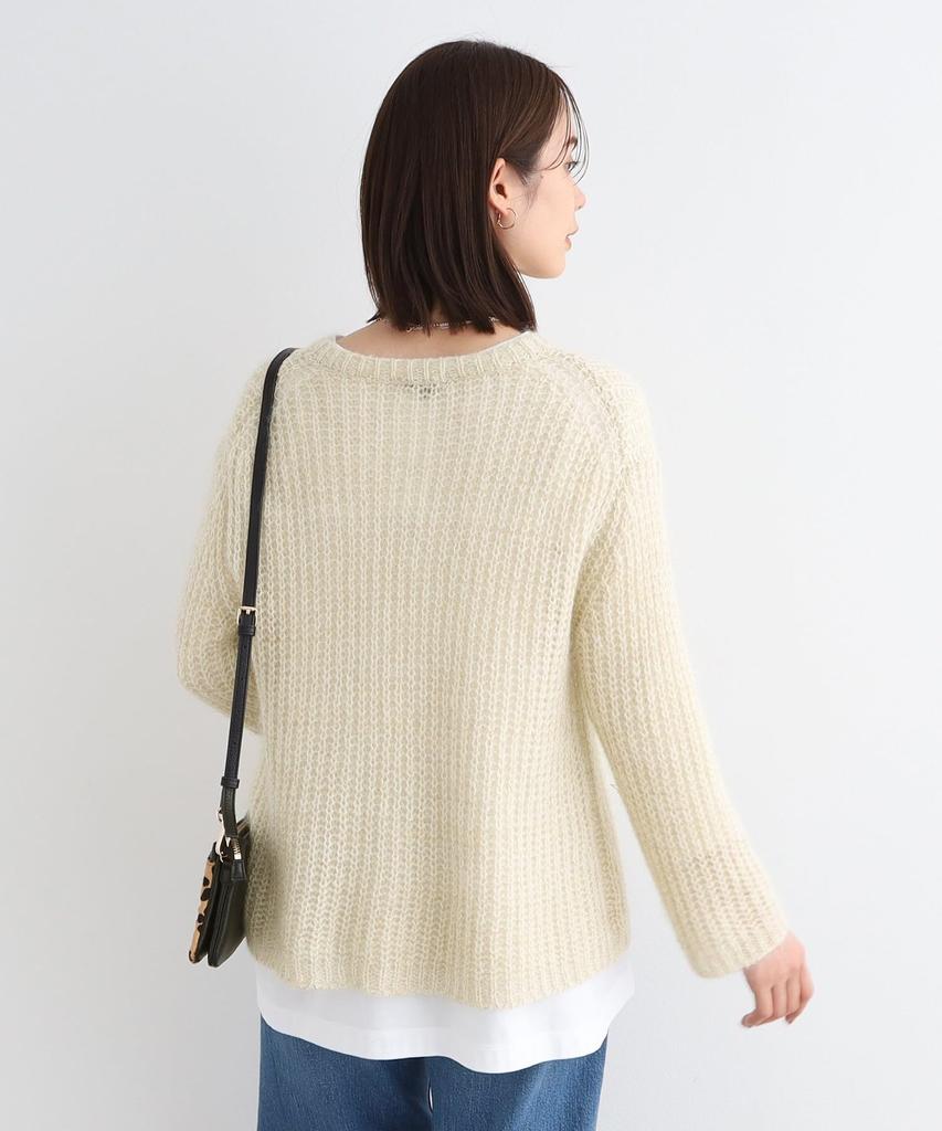 INDIVI Hairy Loose Knit 12719432 Light Gray Size 38 Knitwear/Sweater [Washable/Mohair Blend] Lamé Women's (011) (M)