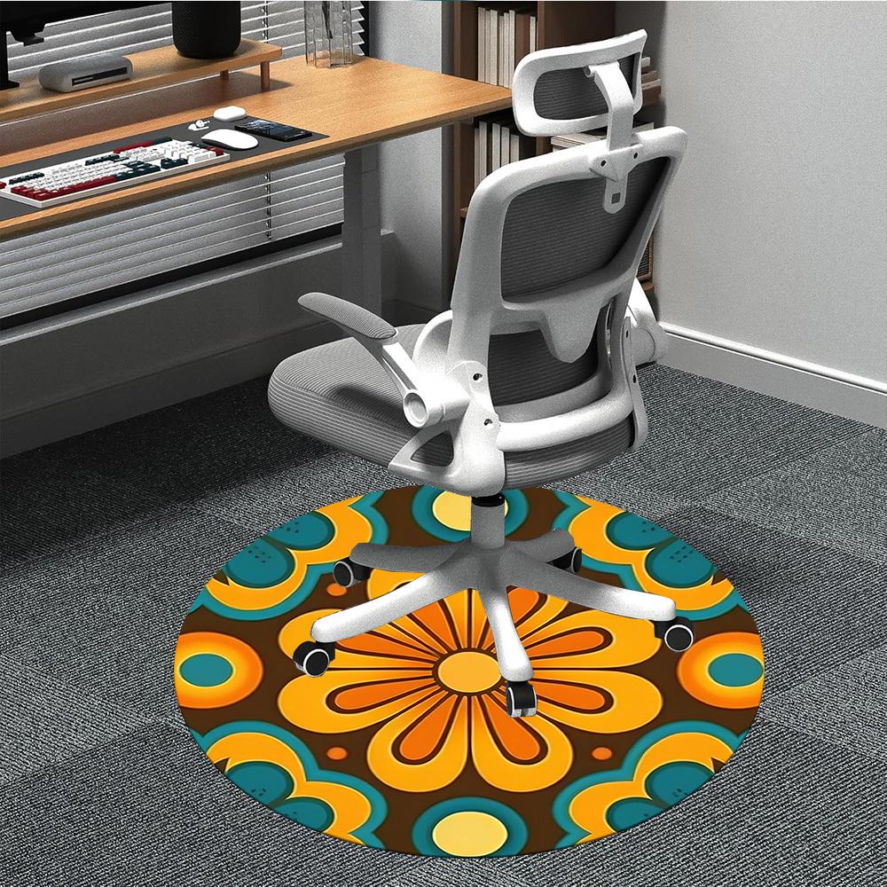 

1pc Flower Pattern Carpet, Round Non Slip Durable Large Size Office Carpet, Suitable for Office 80cm