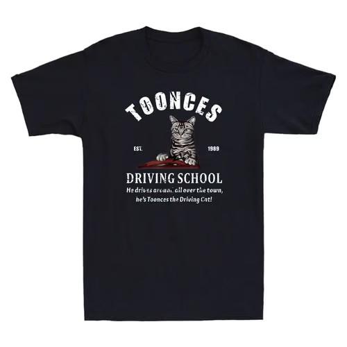 Toonces Driving School Est. 1989 Funny Driving Cat Graphic Vintage Men s T-Shirt S разноцветный