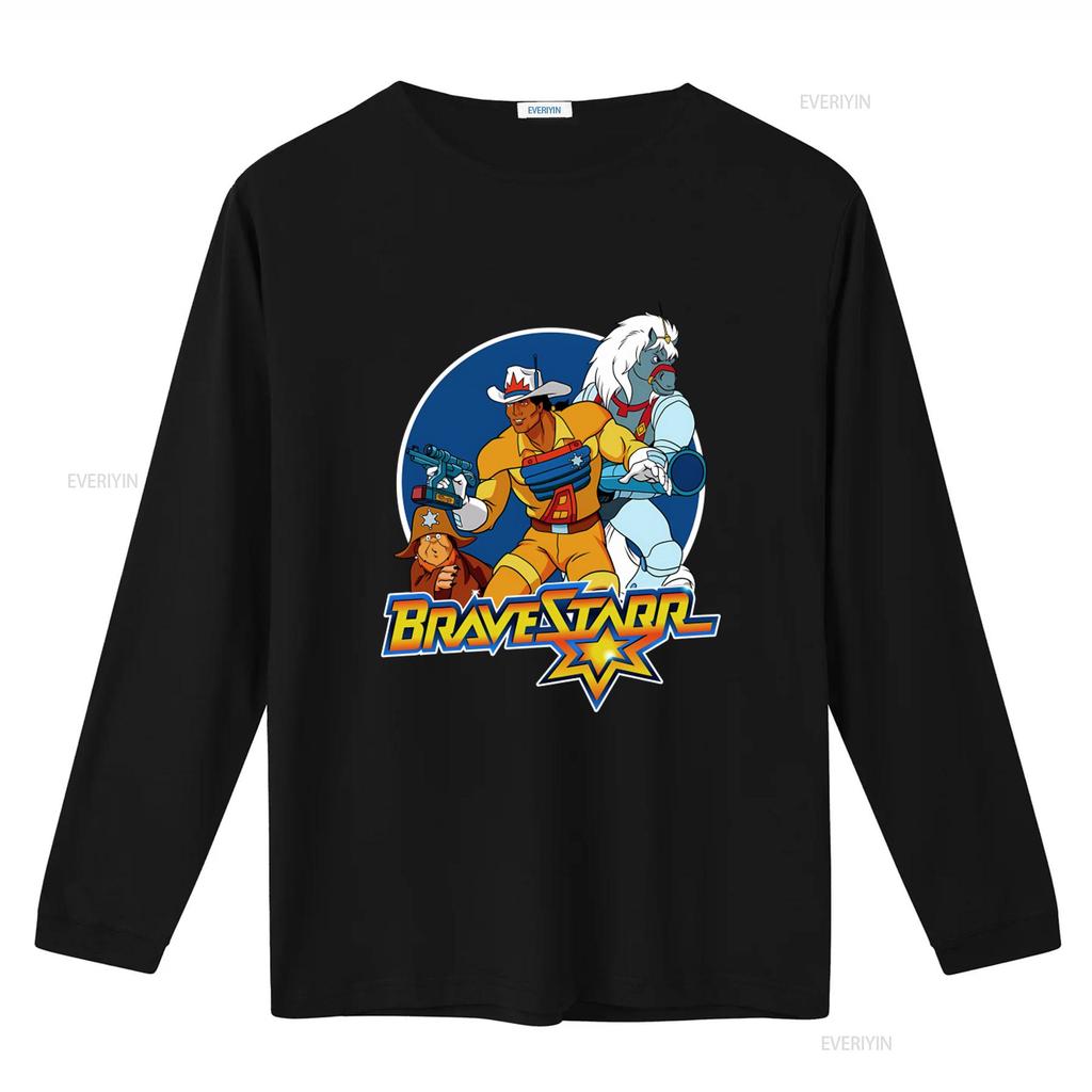 Vintage BraveStarr Cartoon Print Mens T Shirt S 5XL Long or s Retro Western Sci Fi Design vintage Washed Slightly graphic