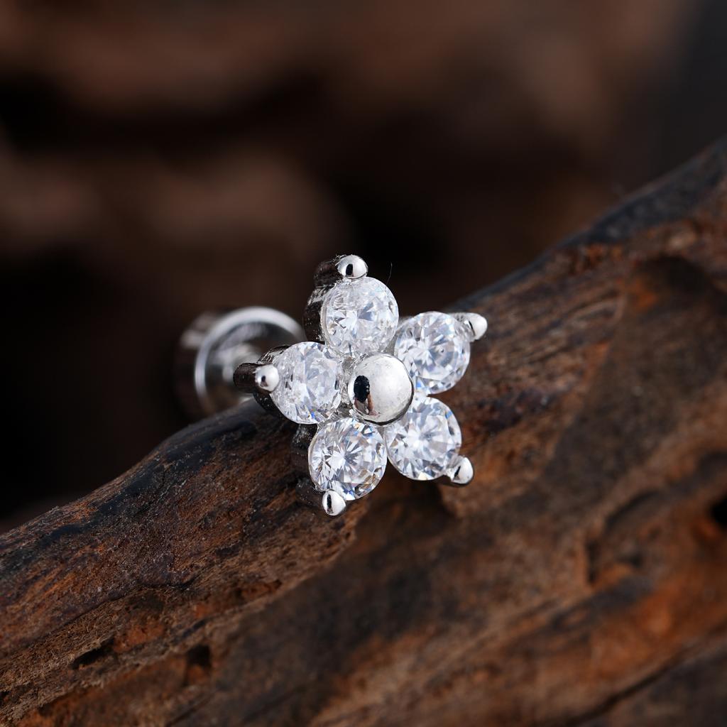 Women's 20G Tragus Earrings with Zircon 316L Stainless Steel Nose Stud Helix Cartilage Conch Labret Piercing Sensitive Ears