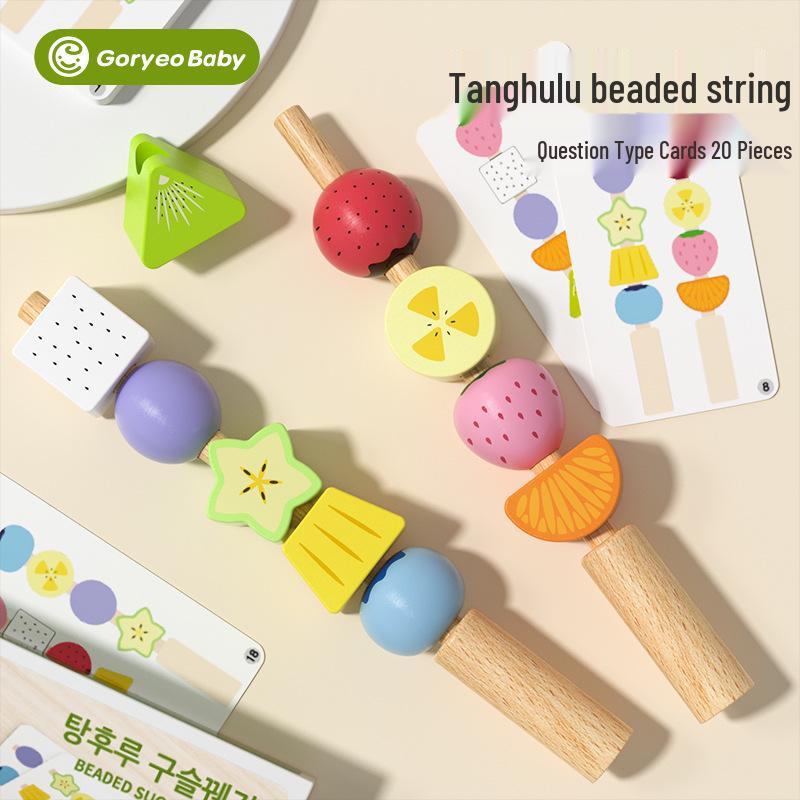 Creative Tanghulu Wooden Fruit Stringing Toy - Children s Educational Building Blocks for Early Cognitive Development.