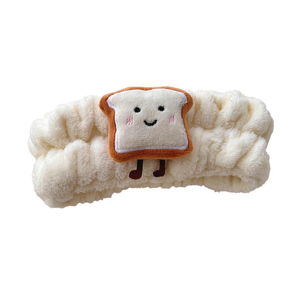 Cute Cartoon Toast & Onigiri Plush Headband Set for Women & Kids - Autumn/Winter Makeup & Hair Accessory