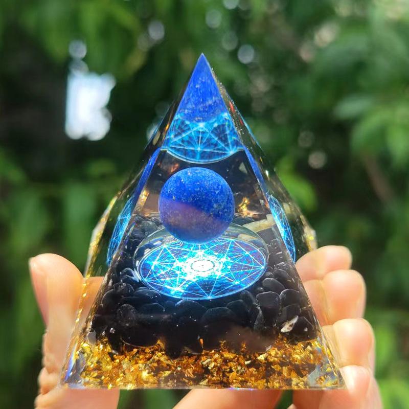 Energy Pyramid Reiki Natural Amethyst Ball Healing Crystals Chakra Tool Ornaments Resin Stones Craft Kids Gift Pyramid