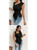 Women's Elegant Asymmetrical Neck Slim Fit T-shirt - Spring/Summer Pure Color Top