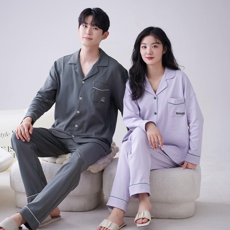 

7A Антибактериальная осенне-зимняя пижама из чистого хлопка - Свободного кроя в корейском стиле для мужчин и женщин, пригодная для ношения на улице Women s XXL (140-160 jin)