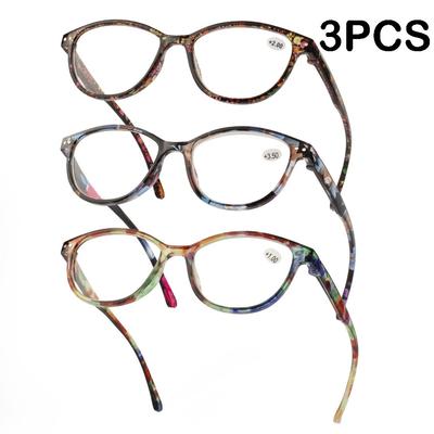3PCS Reading Glasses Women Printed Reading Glasses Anti Blue Light Eyeglasses Unisex Black Glasses Men