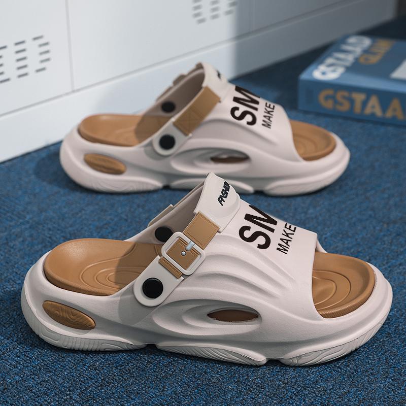 

Мужские тапочки с противоударным дизайном, износостойкие, нескользящие, контрастные по цвету, мужские домашние сандалии для купания на толстой подошве с увеличением высоты 38-39