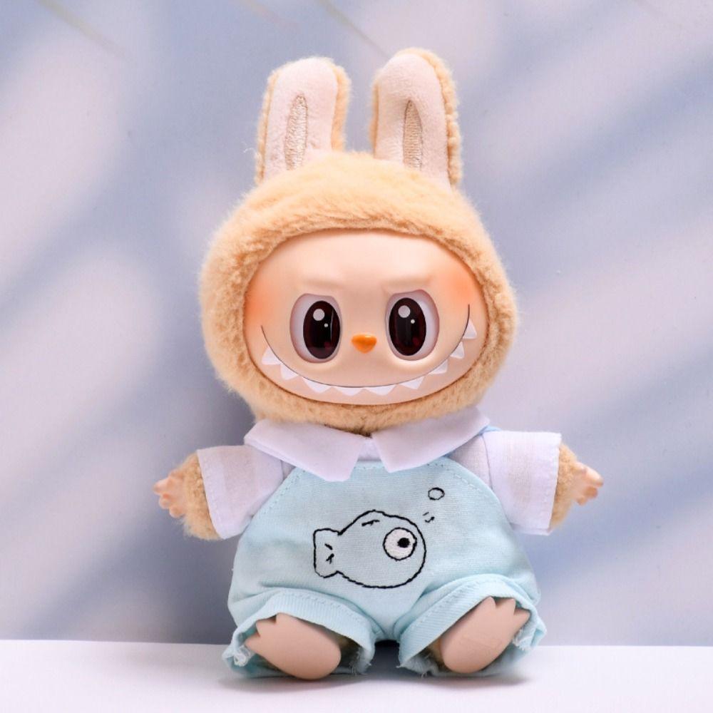 Handmade Sitting Labubu Time Cloth 17cm Plush Dolls Clothes  Kids Girls Toys