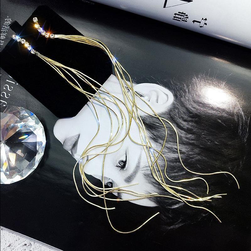 S925 Silver Needle Korean Fashion Diamond Tassel Earrings for Women