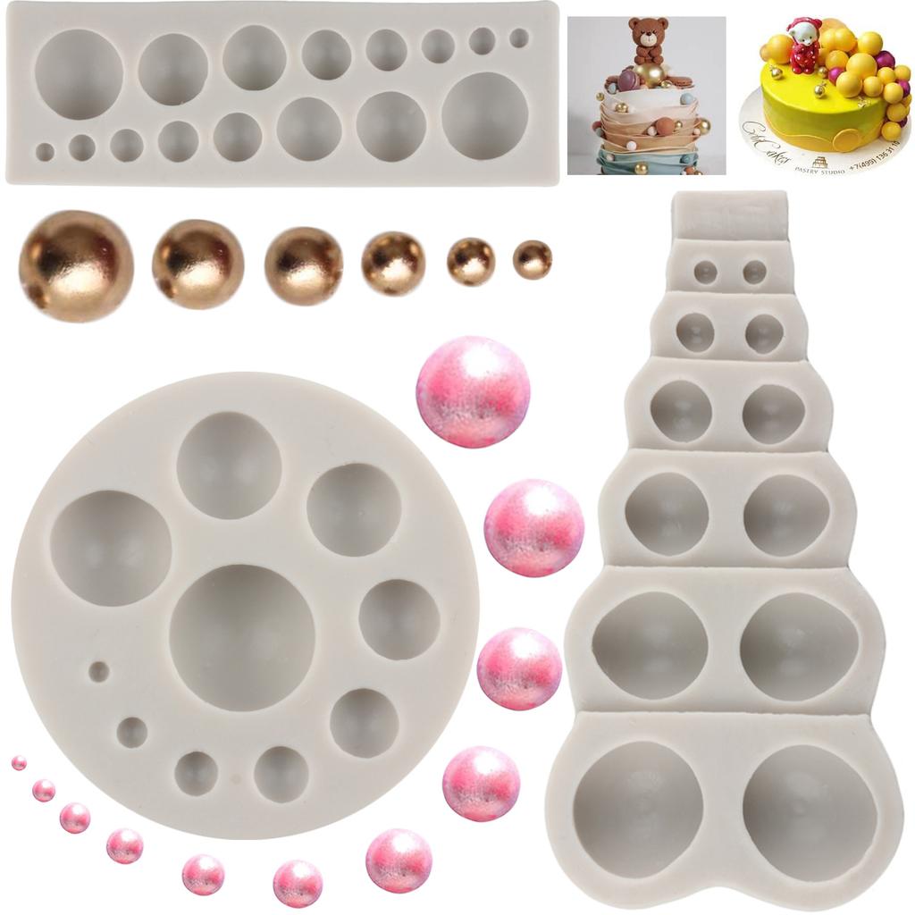 Pearl Fondant Mould Ball Pearl Semi Sphere Chocolate Silicone Moulds For Cake Decorating Cupcake Topper Candy Gum Paste Polymer Clay Moulds