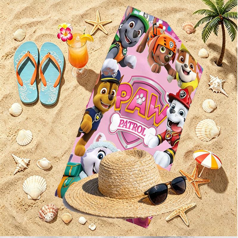 Asciugamano da Spiaggia con Stampa PAW Patrol, Asciugamano da Spiaggia Versatile Leggero Assorbente per Piscina Surf Yoga Bagno, Regalo Perfetto per Compleanno e Vacanze