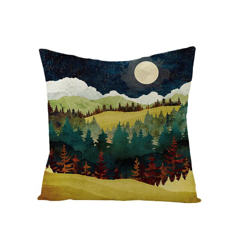 Home Decoration Supplies Landscape Painting Polyester Pillow Cover Home Geometric Abstract Sofa Cushion Cover
