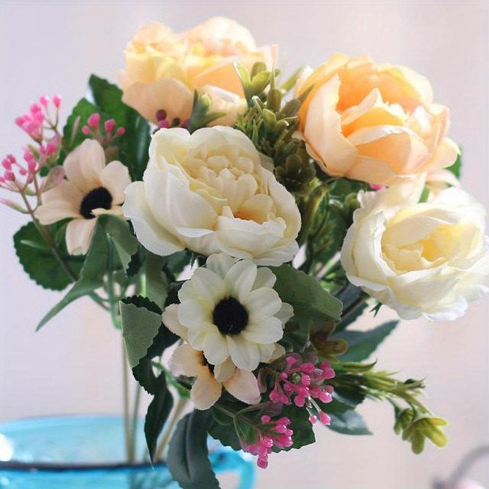

Elegant 11.81 Decor Peony & Daisy Bouquet - Vintage Style Artificial Flowers for Wedding, Home Decor, and Special Occasions шампанского