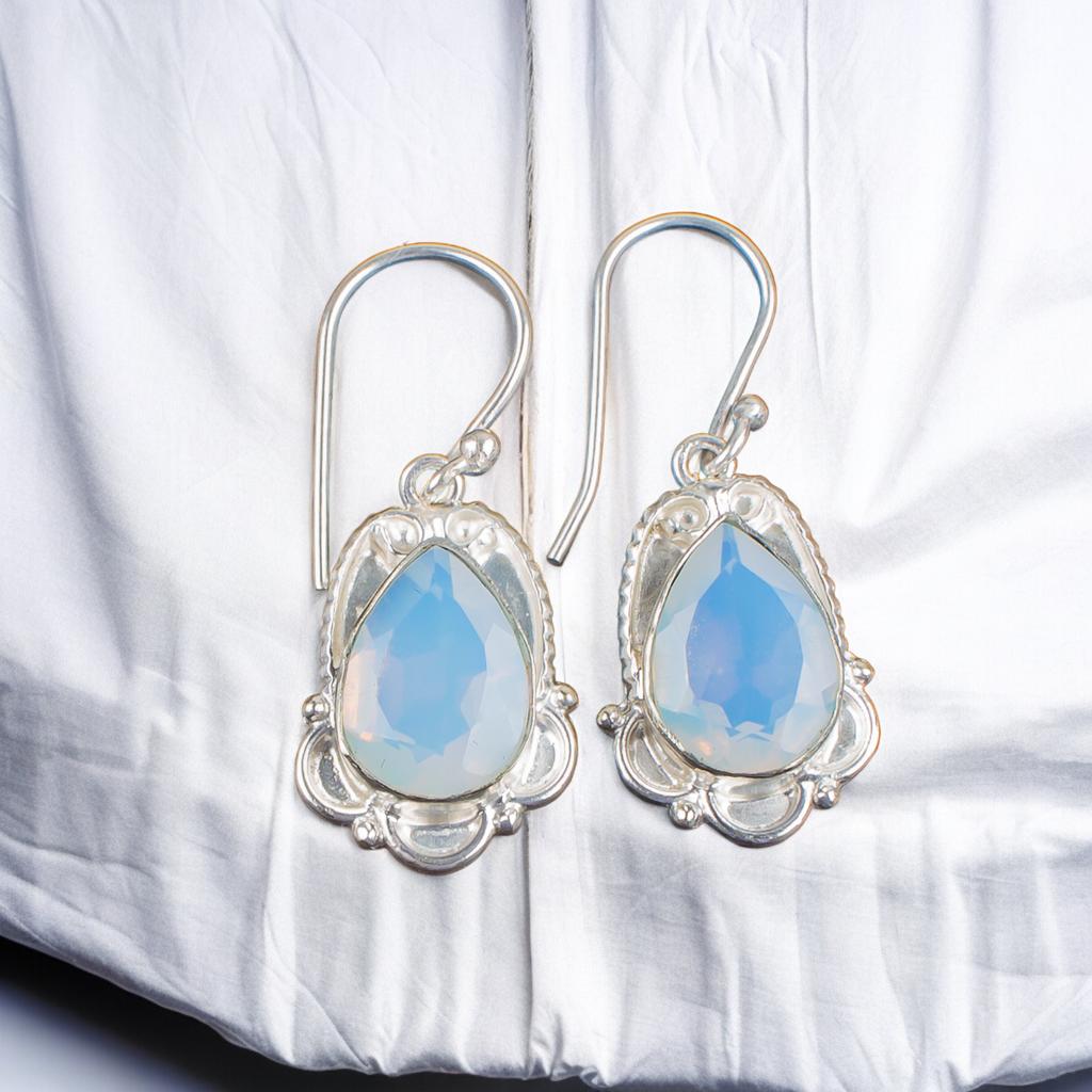 Original Milky Opal Gemstone 925 Sterling Silver Pretty Jewelry Earrings For Her EE-41-14