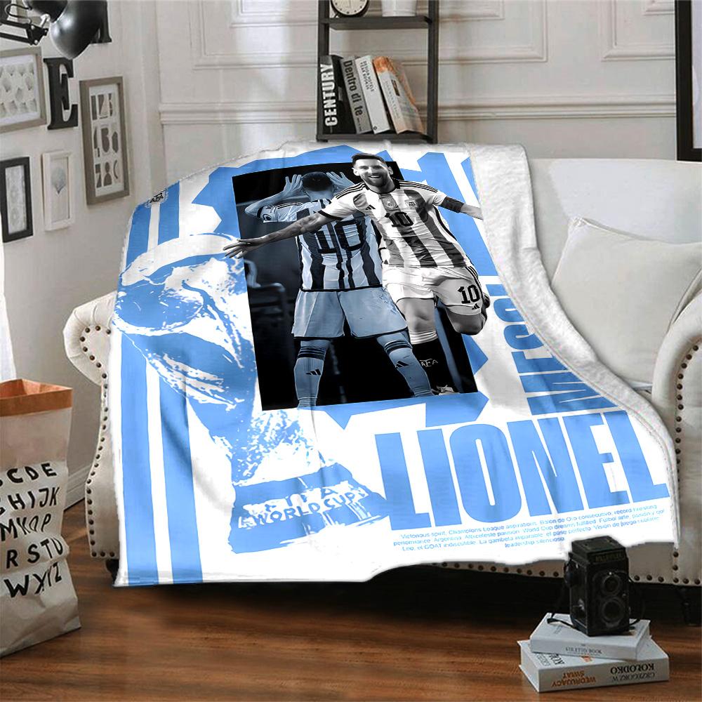 Leo Messi Artwork Blanket Ultra-Soft Great for Office Livingroom Sofa All-Season Use Playful Design Perfect Gift for Relatives and Friends
