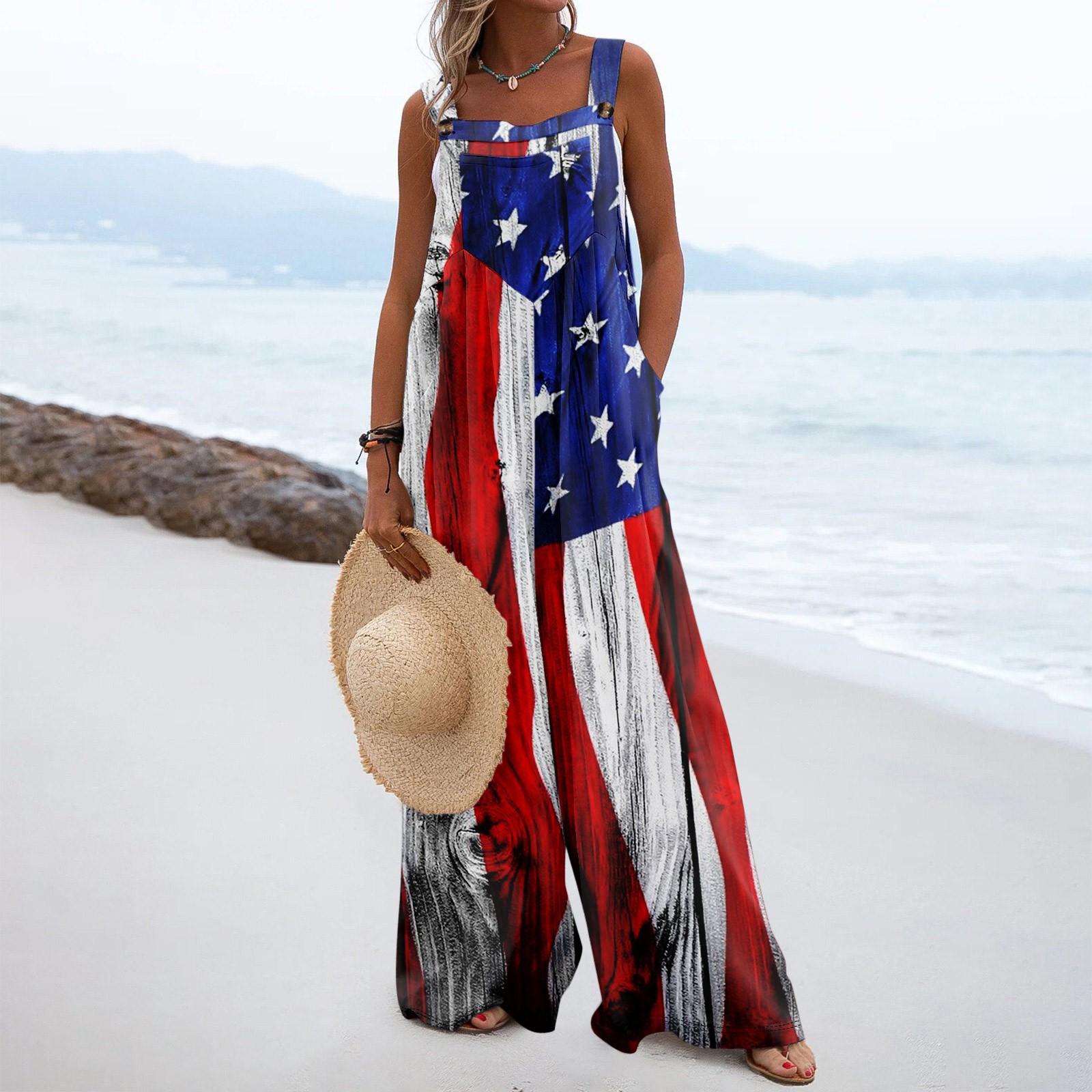 

Широкий комбинезон для женщин, повседневный свободный комбинезон без рукавов с принтом и пуговицами, длинные брюки, комбинезон с карманами M винный