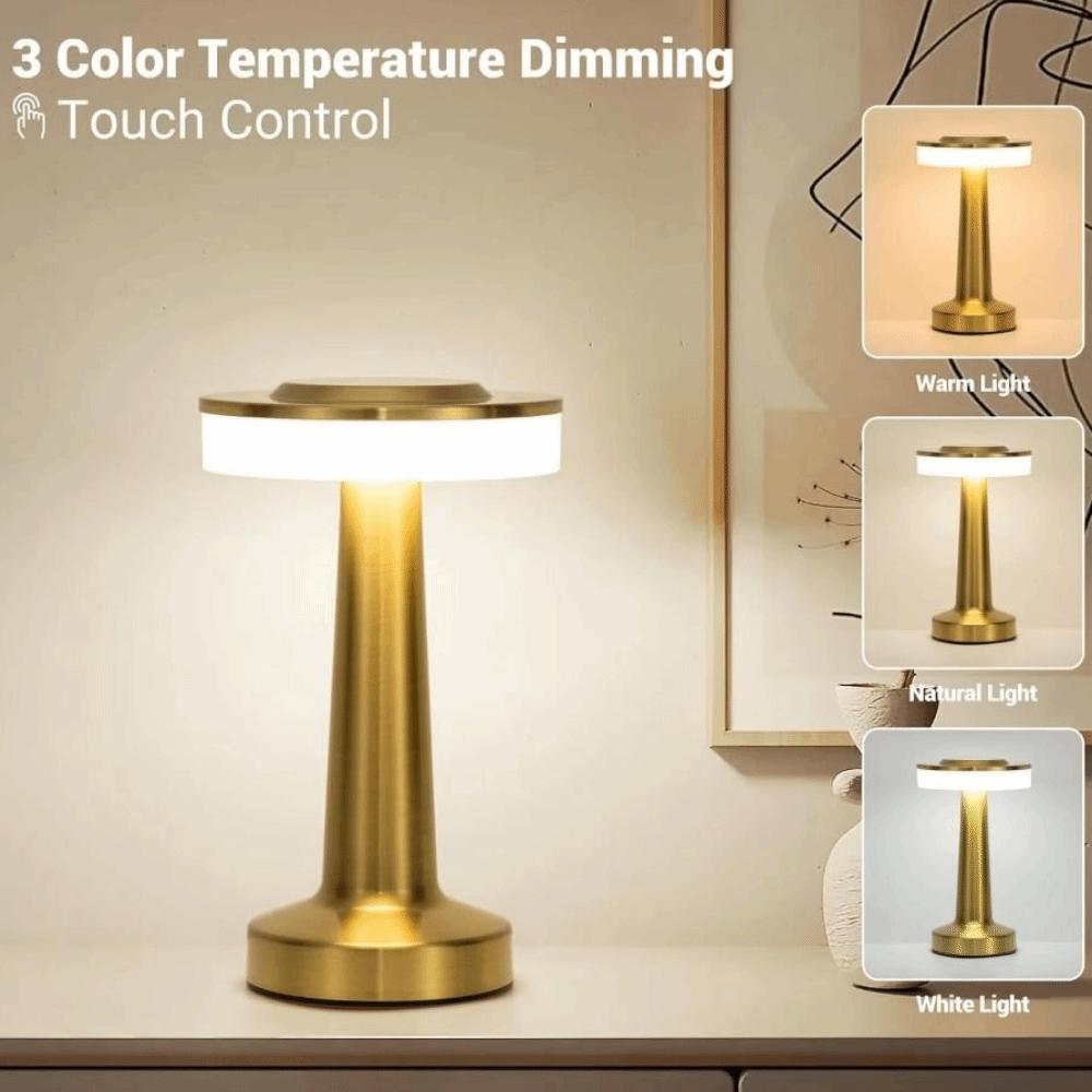 Cordless LED Table Lamp Retro Wireless Reading Lamp Desktop Night Light Bedroom Lighting