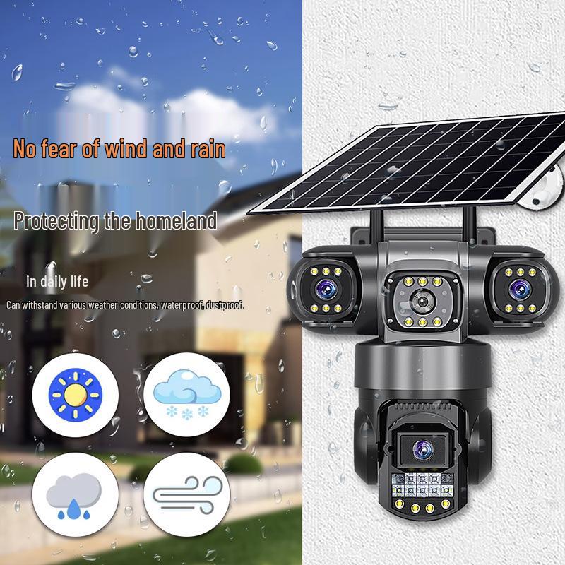 AOV Solar-Powered 4G Outdoor Surveillance Camera with Triple-Lens All-Day Recording