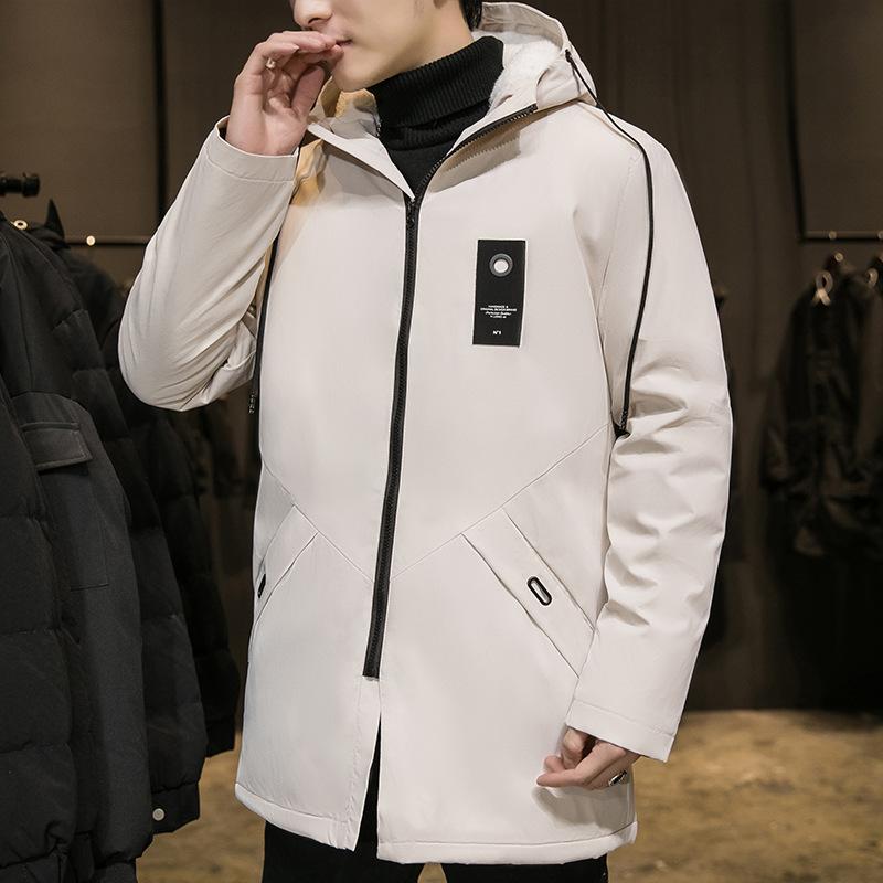 Jachetă pentru bărbați, cu glugă, de lungime medie, ocazională, cu fermoar, jachetă căptușită din bumbac, pardesiu, toamnă, iarnă, pardesiu, haine pentru bărbați.